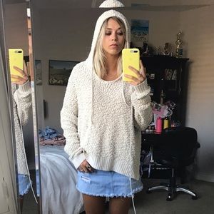 Cream Sherpa hoodie